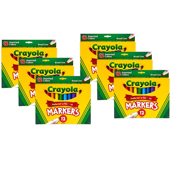 Broad Line Markers, Assorted, PK72
